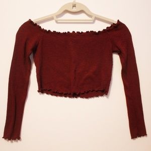 Maroon strapless crop top